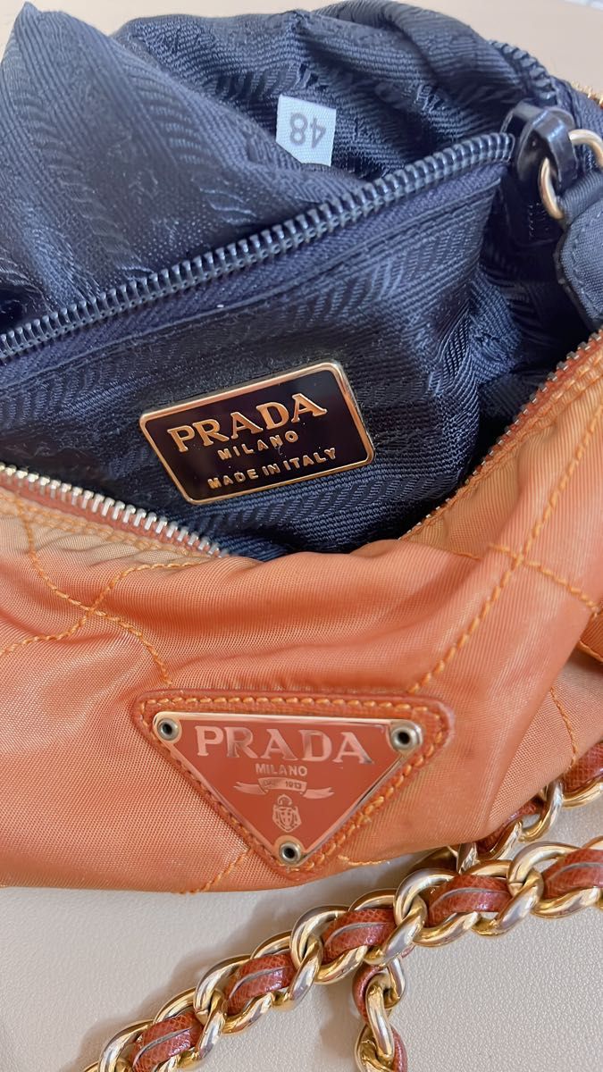 PRADA プラダ キルティング ショルダーバッグ チェーン ナイロン