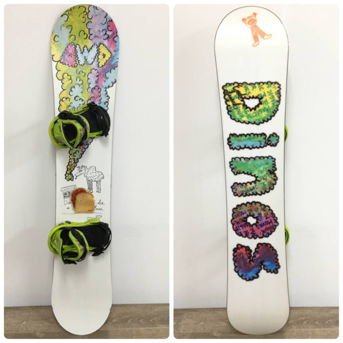 スノボ 2点セット 板 DWD dinosaurs will die 148cm ビンディング/FLUX BDGS フラックス バインディング 収納/BURTON バートン 24b菊MZ_画像2