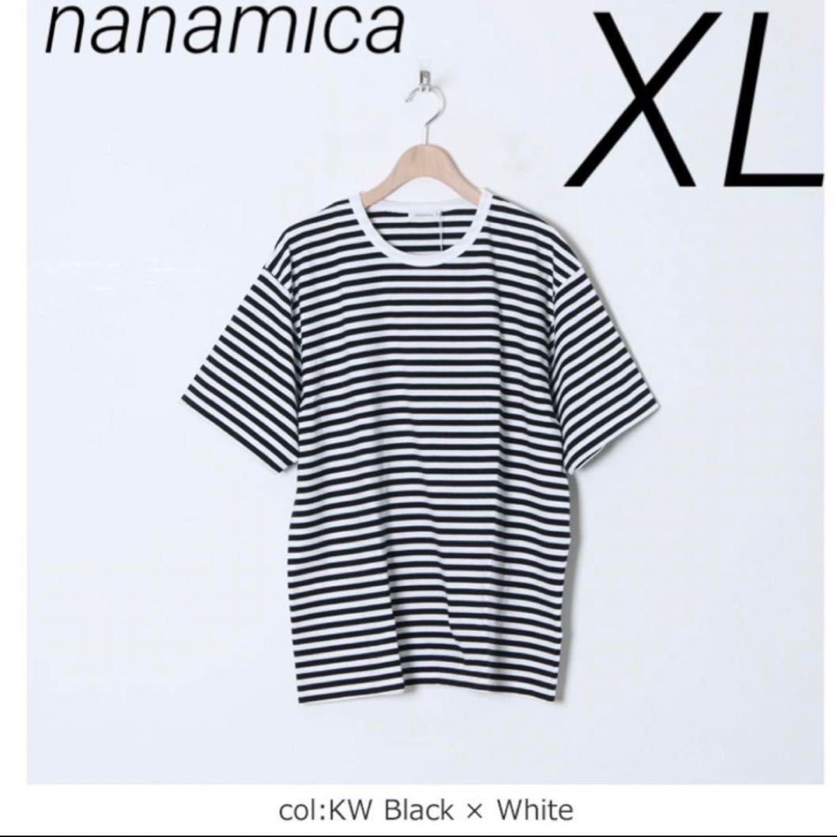 nanamica ナナミカ COOLMAX St. Jersey Tee XL ボーダーTシャツ クールマックス 黒×白