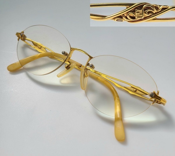 *FENDI* K18 glasses frame pure gold Fendi brand glasses glasses 18 gold GOLD Gold times entering lens 