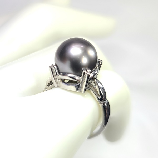 MIKIMOTO ミキモト パール 黒蝶真珠 約10mm～10.5mm Pt900 リング 指輪 ブラックパール プラチナ ジュエリー_画像3