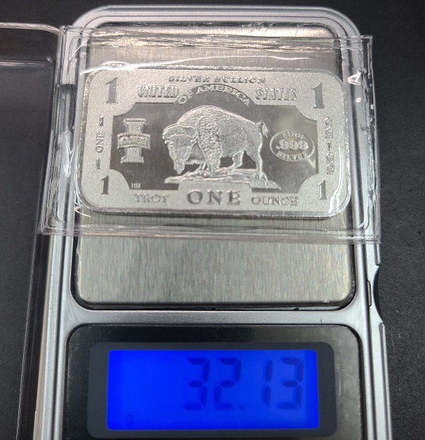 純銀 シルバー インゴット バー 1oz 1オンス 999 FINE SILVER INGOT BAR 31.1g SV 保証書 未開封品 地金 資産 バイソン ④の画像4