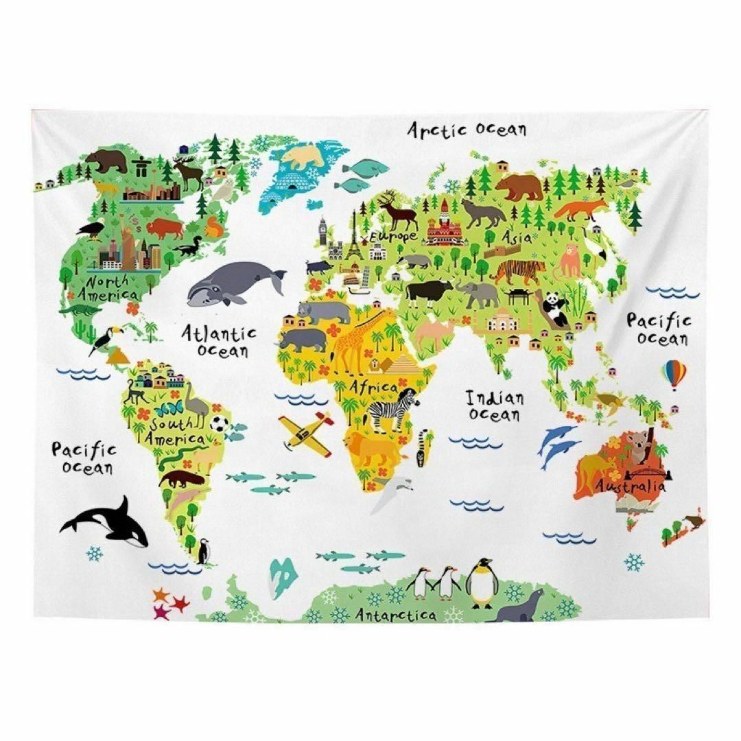 世界地図 タペストリー 可愛い動物 子供部屋 リビング　お勉強　インテリア 布製 150×130_画像5