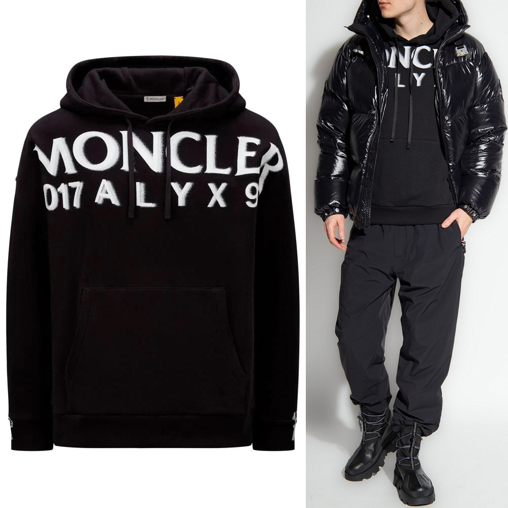 送料無料 60 MONCLER GENIUS モンクレール ジーニアス 1017 ALYX 9SM 8G00001 M2781 ブラック パーカー スウェット ロゴ size XLの画像1