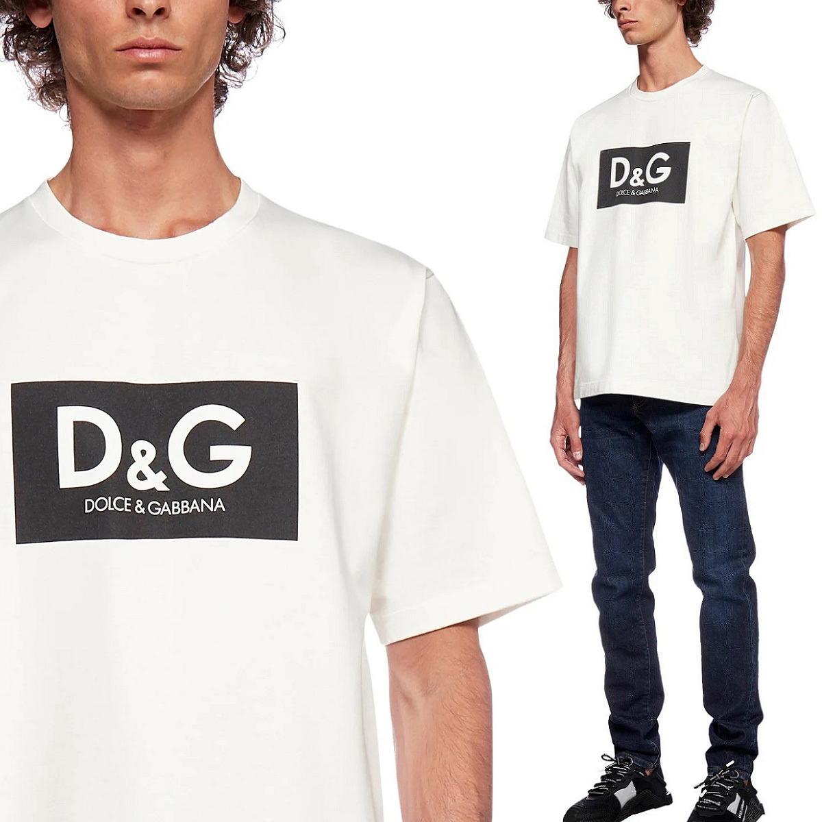 送料無料 1 DOLCE&GABBANA G8NG4T HU7IL ホワイト オーバーサイズ Tシャツ カットソー 半袖 size S