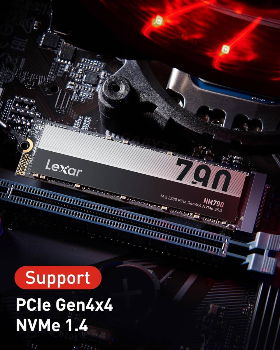 Lexar 2TB NVMe SSD グラフェン放熱シート PCIe Gen 4×4 最大読込 7400MB/s 最大書込6500MB/s PS5確認済み M.2 Type 2280 内蔵 SSD __画像6