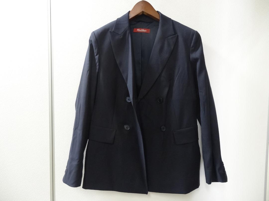 * bar Gin wool use * beautiful goods!!SSR class!! Event to certainly!!#11153 Max Mara stereo . Dio 36 size navy jacket used present condition goods 