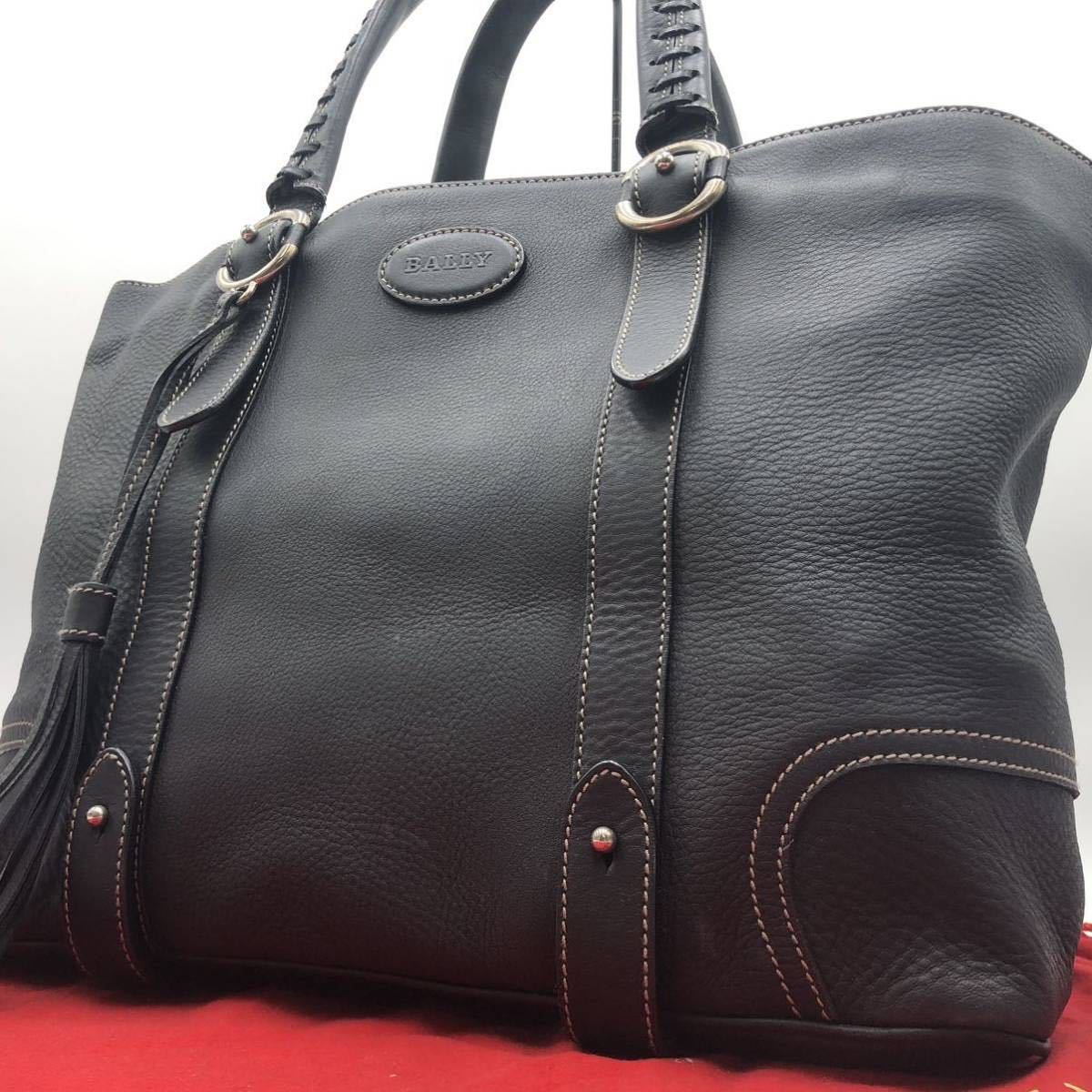 1円【希少/美品】BALLY バリー トートバッグ ビジネス メンズ A4◎ タッセル ステッチ 編み込み 本革 レザー ネイビー 通勤 通学 書類 鞄_画像1