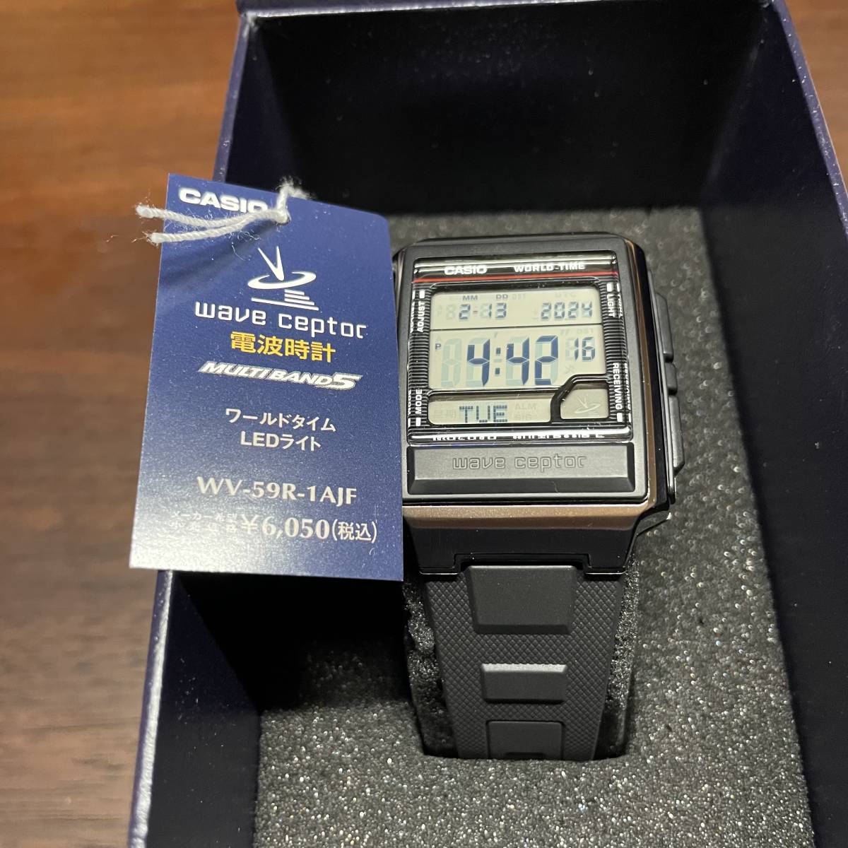 試着のみ 新品同様 国内正規品 タグ付 CASIO カシオ ウェーブセプター WV-59R-1AJF 電波受信 ワールドタイム 時刻アラーム メンズ ブラック_画像2