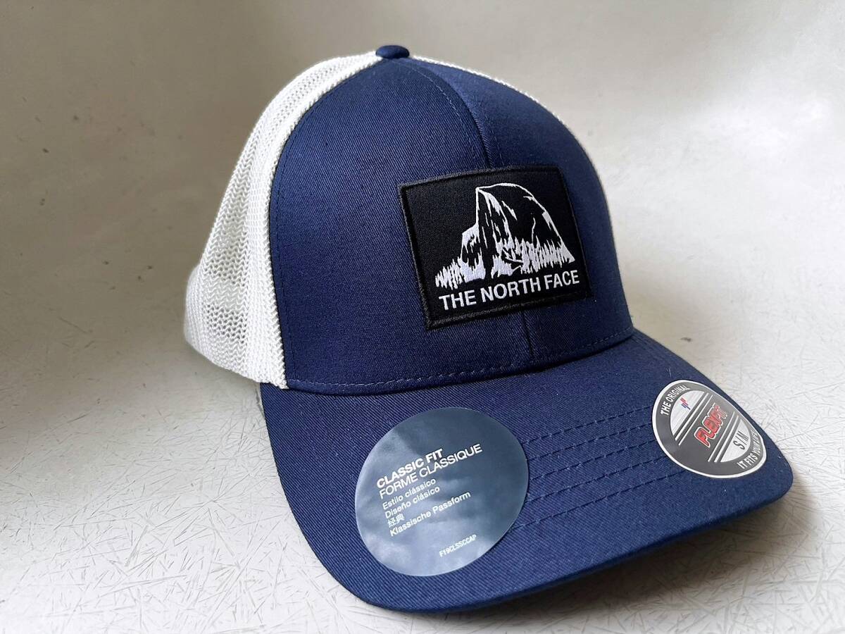 即決 USA限定 本物 The North Face ノースフェイス FLEXFIT トラッカーハット メッシュキャップ L/XL 帽子 NVY/WHT 男女兼用