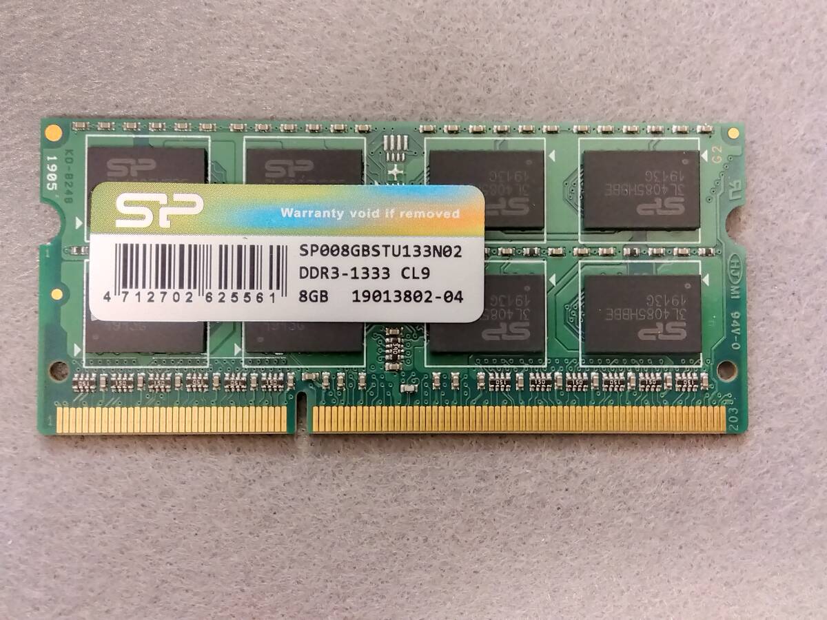 ☆ ノートPC用メモリ 【 シリコンパワー DDR3-1333Mhz(PC3-10600）204pin 】8GB×1枚 _画像1