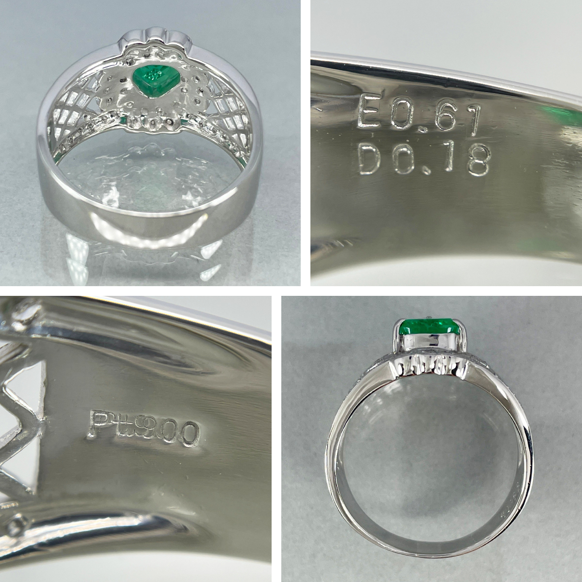 PT900 natural emerald 0.61ct natural diamond 0.18ct ring 