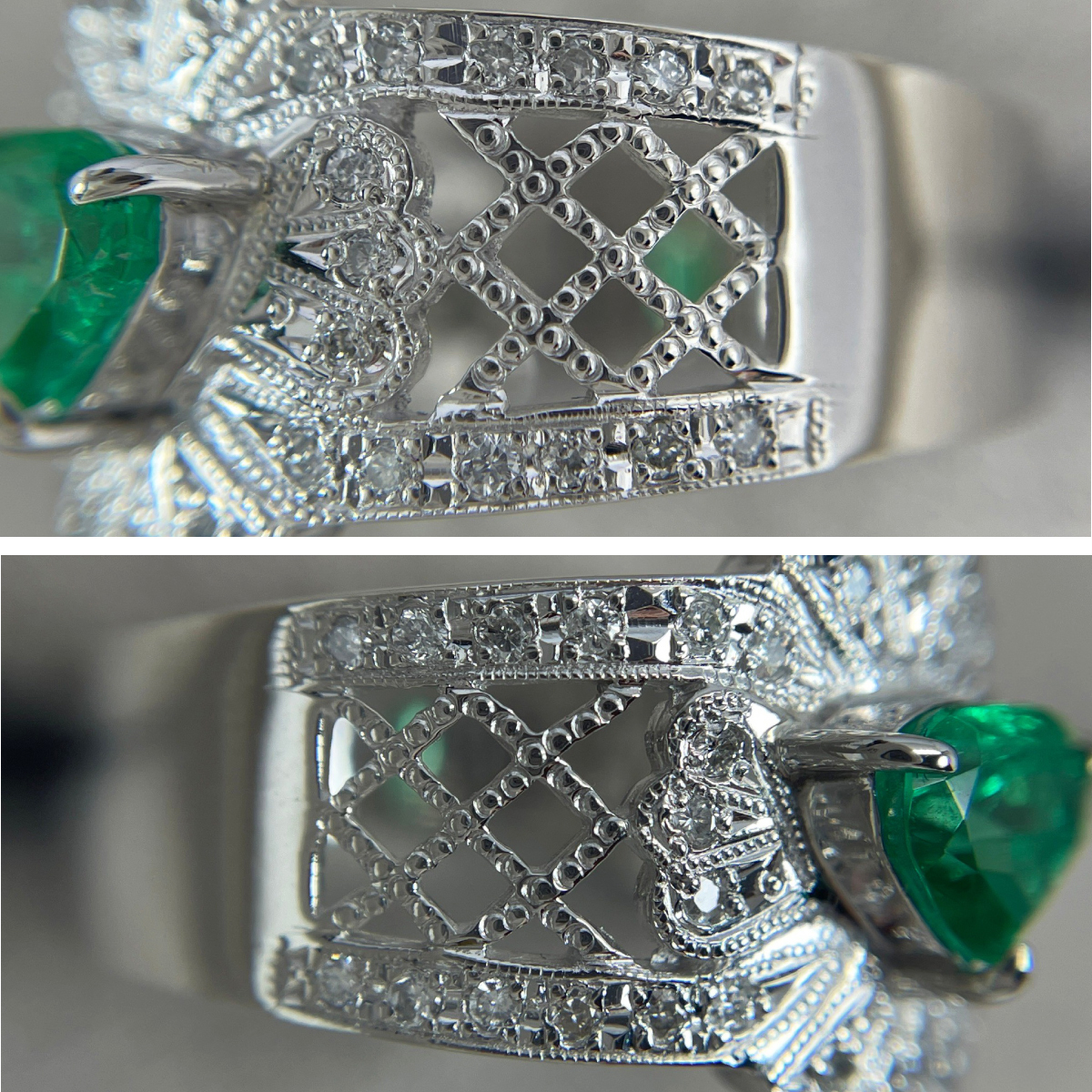 PT900 natural emerald 0.61ct natural diamond 0.18ct ring 