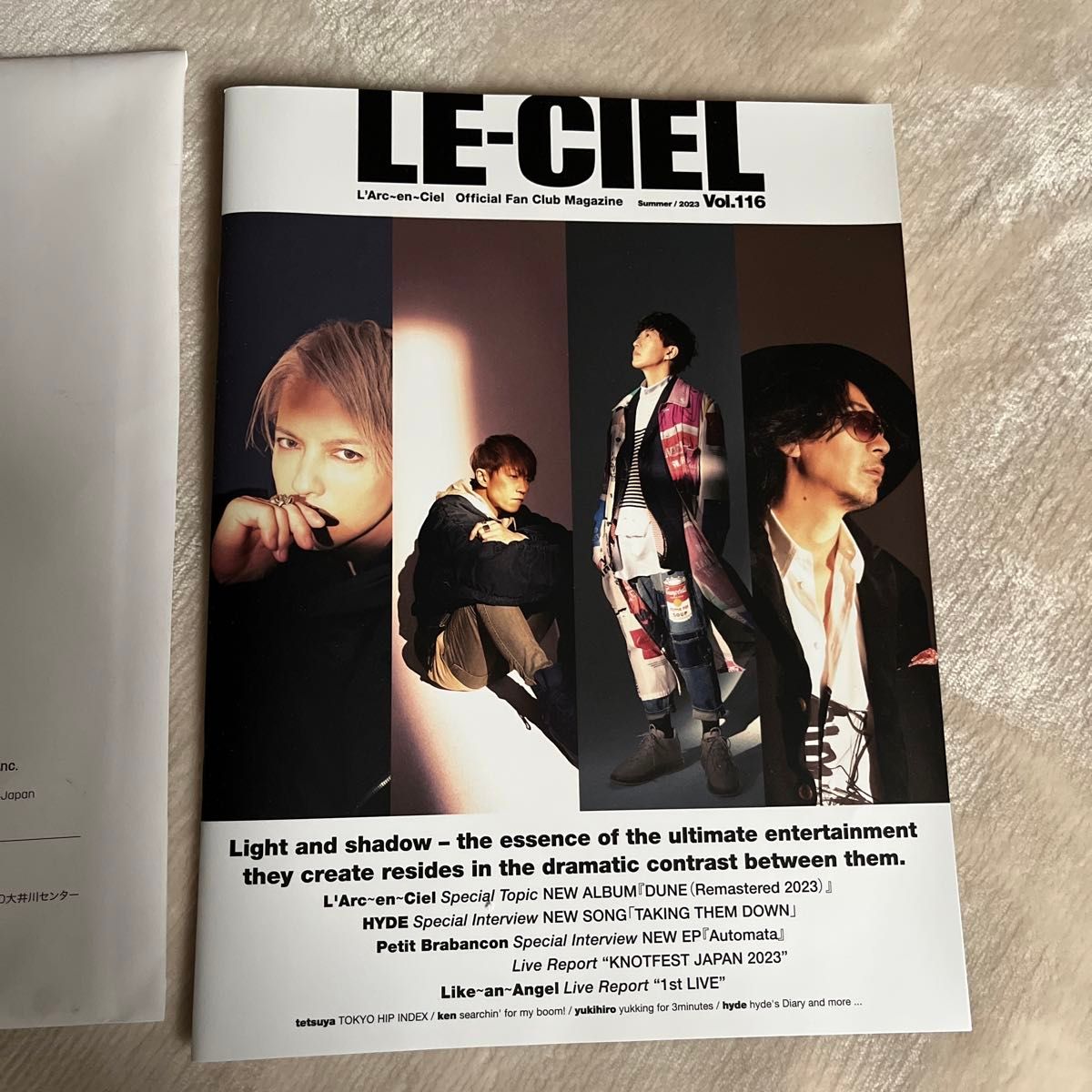 L'Arc〜en〜Ciel ラルク　ファンクラブ会報誌　Vol.116