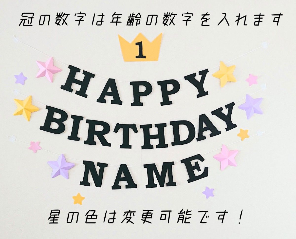 【星の色変更可能】バースデー ガーランド お誕生日 飾り 【お名前付き】