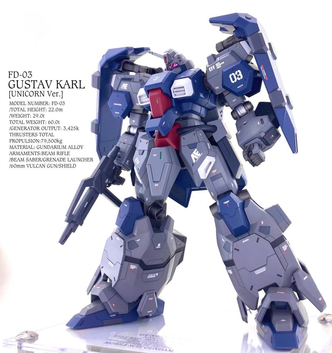 有名な高級ブランド HGUC 1/144 グスタフ・カール(ユニコーンVer.) 全塗装改修完成品 完成品