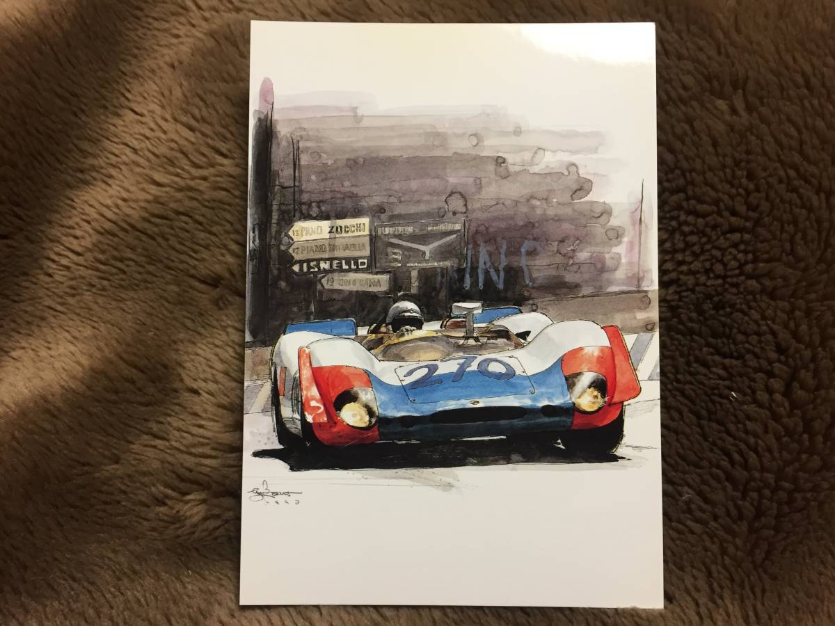 【正規品 絶版】Bowイラスト ポストカード ポルシェ 908/02 カーマガジン Porsche 908/02 絵葉書 旧車_画像2