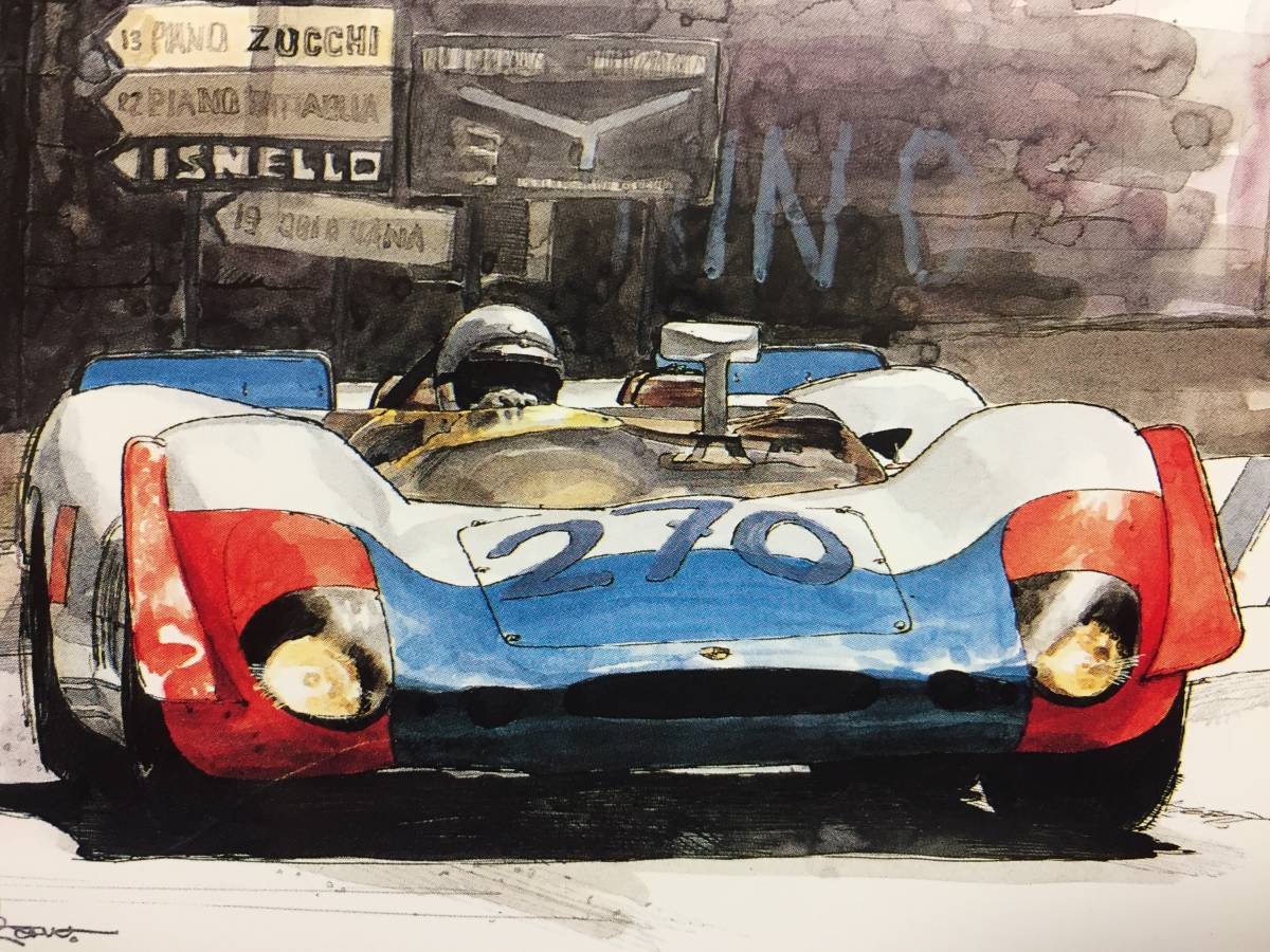 【正規品 絶版】Bowイラスト ポストカード ポルシェ 908/02 カーマガジン Porsche 908/02 絵葉書 旧車_画像1