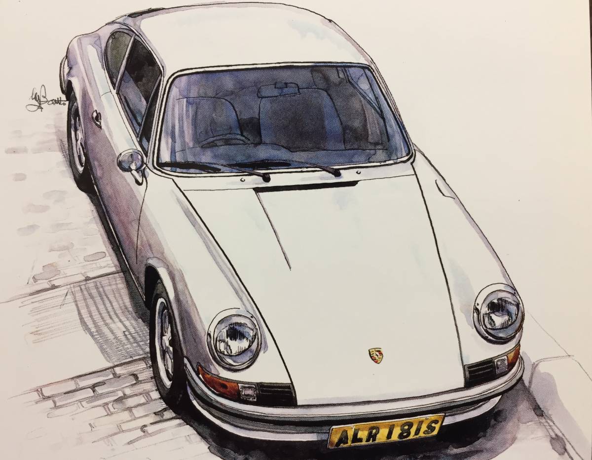 【正規品 絶版】Bowイラスト ポストカード ポルシェ911 カーマガジン Porsche 911 絵葉書 旧車 絵_画像1