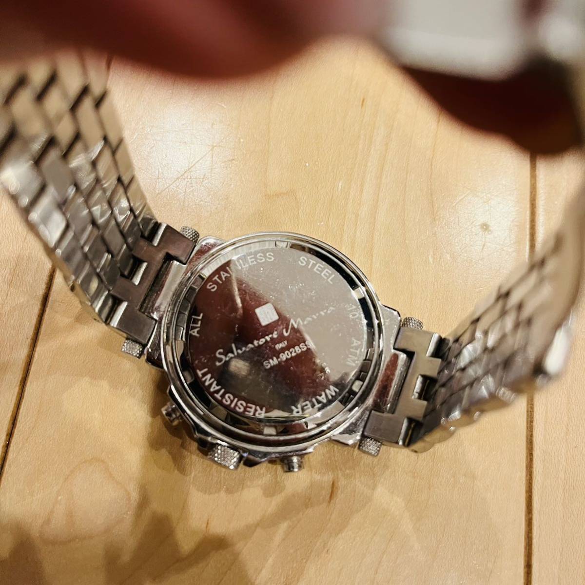 salvatore marra サルバトーレマーラ 腕時計 メンズ ステンレス製 SM-9028SS シルバー×ブラック 電池切れ Ｙ_画像5