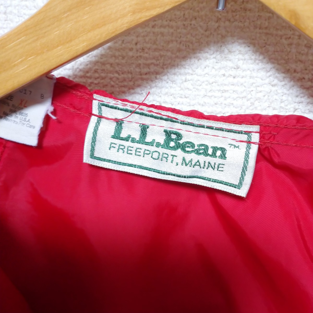 60s USA製 L.L.Bean エルエルビーン XL アノラックパーカー ナイロンパーカー 60's ビンテージ ヴィンテージ 大きいサイズ 70s 赤 レッド