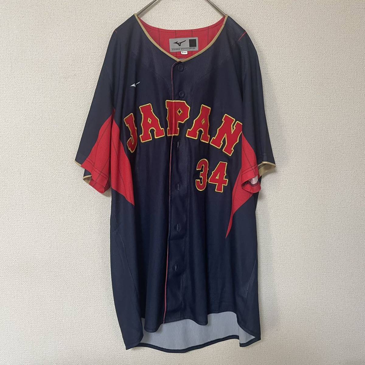 WBC 2023 MIZUNO 　吉田正尚　侍ジャパン　ボストンレッドソックス　オリックスバファローズ　刺繍　レプリカユニフォーム　34 ビジター　O_画像2