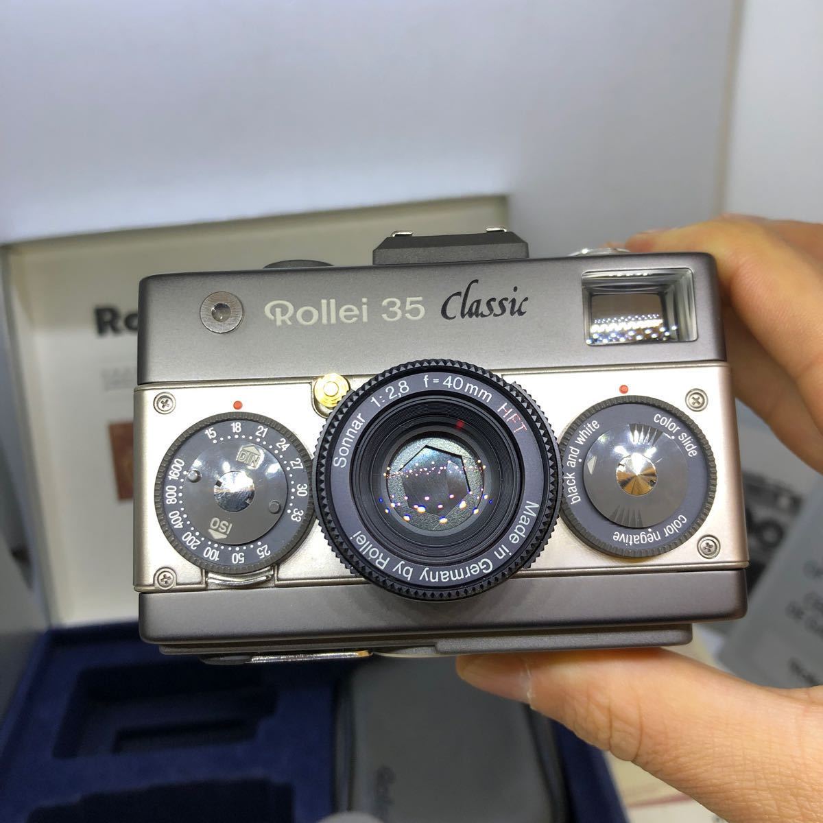 【極美品・光学極上】 ROLLEI 35 CLASSIC ローライ 35 クラシック ストラップ/フード/ストロボ/ポーチ/取説/元箱 点検、掃除、整備済み