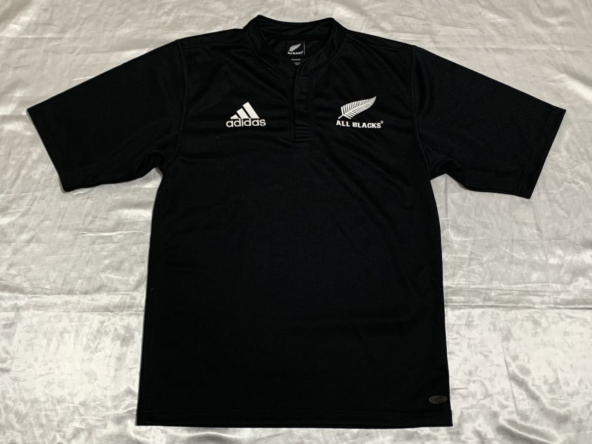 【送料無料 値下げ交渉歓迎】アディダスオリジナルス オールブラックス公式ラガーシャツ ラグビーニュージーランド代表 古着 黒ジャージの画像1
