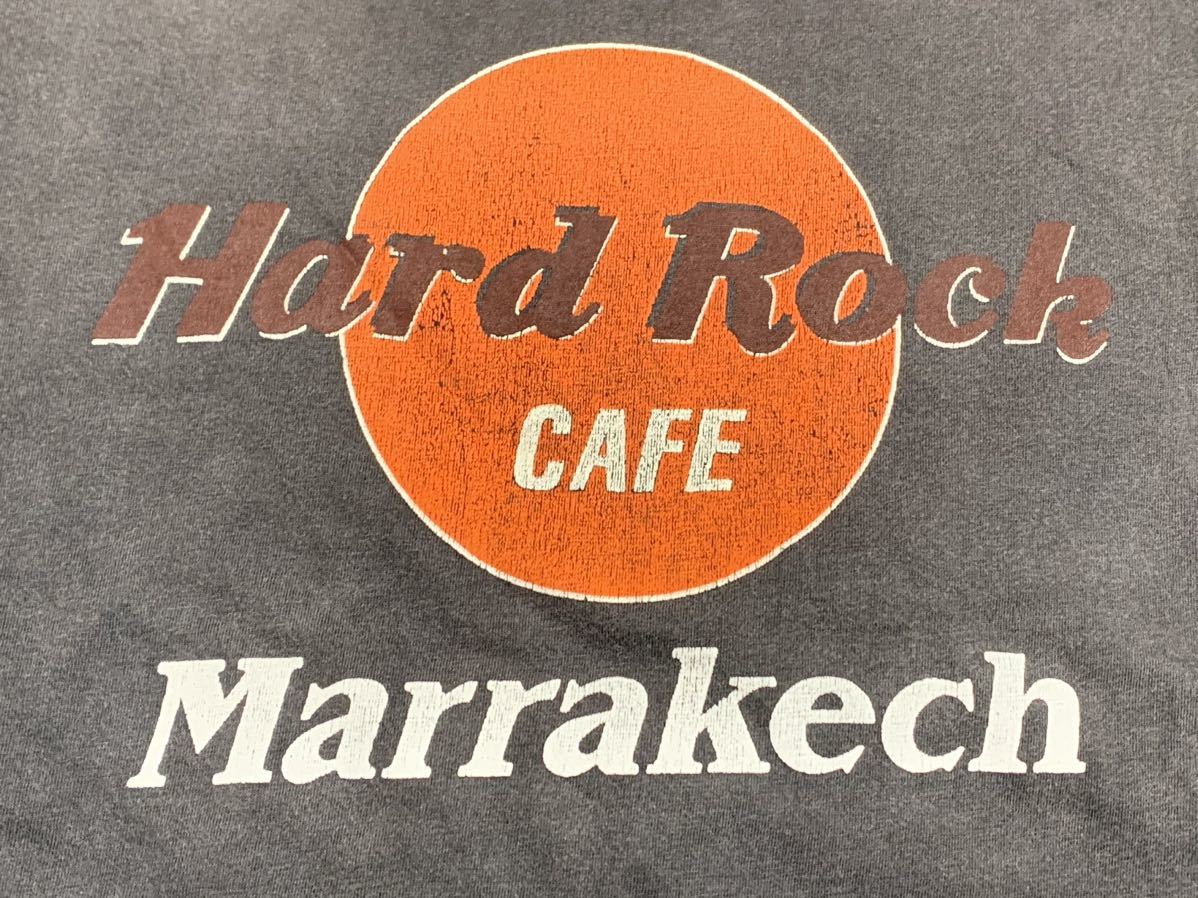 【送料無料 値下げ交渉歓迎】ハードロックカフェ モロッコマラケシュ 半袖Tシャツ M ビンテージ HardRockCAFE ダークグレー 古着 音楽 国別の画像2