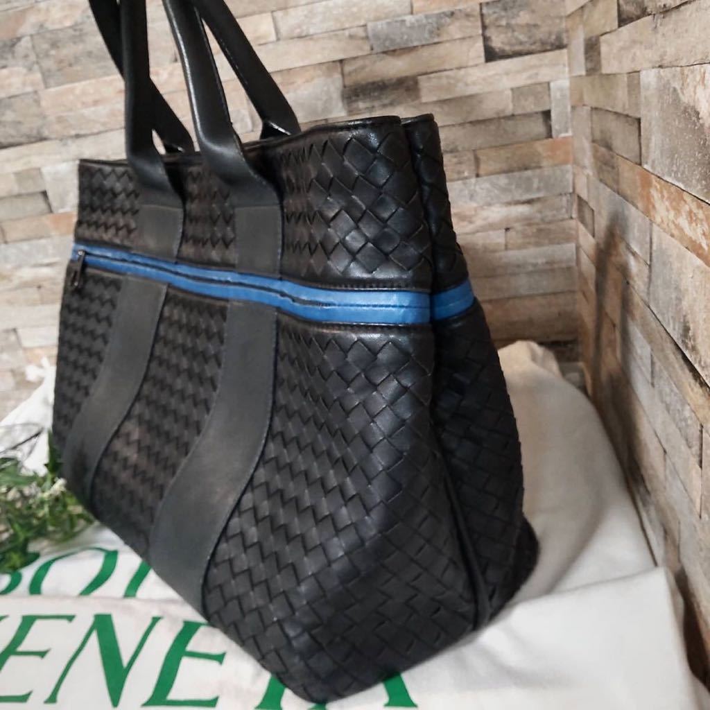 1円【現行品！ 幻の逸品】BOTTEGA VENETA ボッテガヴェネタ ビジネスバッグ トートバッグ レザー イントレチャート ブラック 黒 保存袋付_画像5