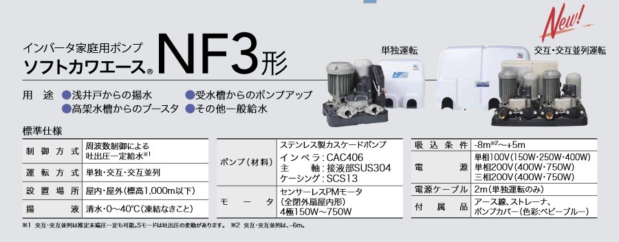 在庫有り 川本ポンプ NF3-400S カワエース 家庭用ポンプ 400W/100V_画像2