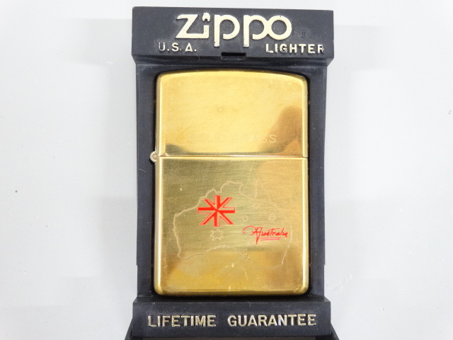 新品 未使用品 1996年製 ZIPPO ジッポ SOLID BRASS ソリッドブラス AUSTRALIA オーストラリア ゴールド 金 オイル ライター USA_画像1