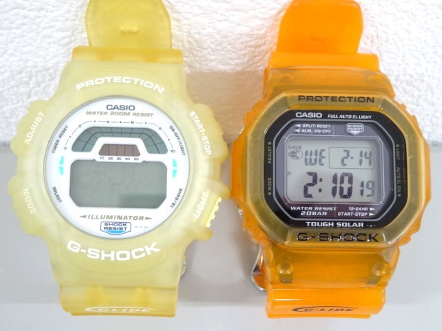 ジャンク 2点セット まとめて CASIO カシオ G-SHOCK グライド DW-8700 タフソーラー GL-230 オレンジ スケルトン メンズ ラバー 腕時計_画像1