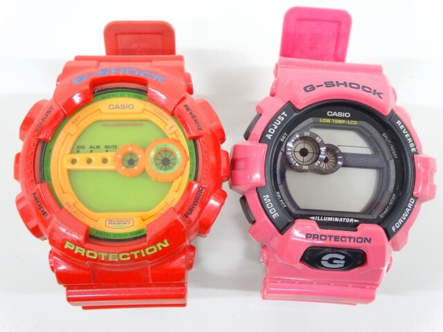 ジャンク 2点セット まとめて CASIO カシオ G-SHOCK HYPER COLLARS ハイパーカラーズ GD-100HC G-LIDE GLS-8900 デジタル メンズ 腕時計_画像1