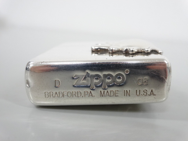 2008年製 ZIPPO ジッポ MILD SEVEN マイルドセブン 立体 メタル貼り 3面貼り MEVIUS メビウス サイド刻印 シルバー 銀 オイル ライター USA_画像5