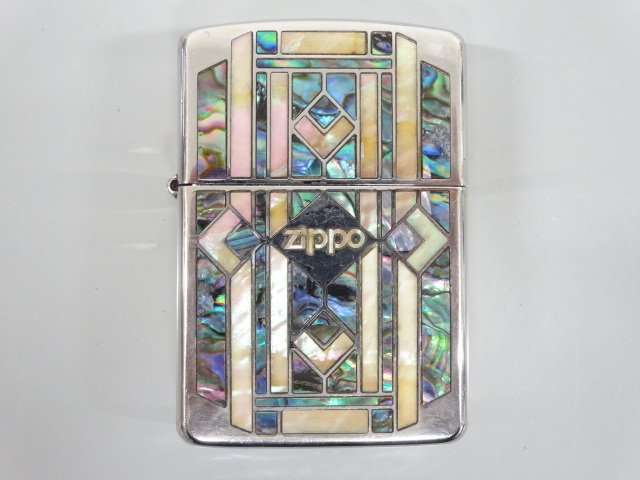 2004年製 ZIPPO ジッポ ARMOR アーマー シェル 貝貼り 貝 両面加工 シルバー 銀 オイル ライター USA_画像1