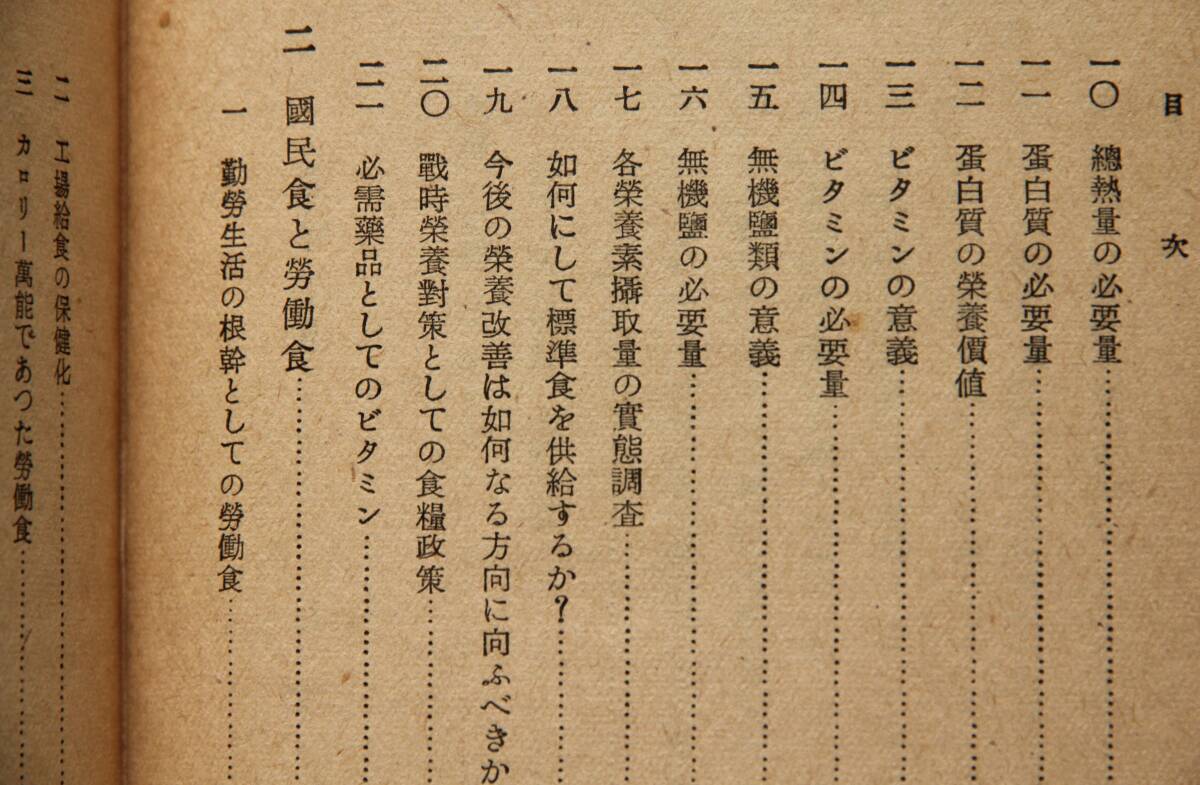 食糧・栄養・ビタミン　昭和18年刊　国民食と労働食／食事調査／防空と光神測定の意義／他　隠れた飢餓と呼ばれるビタミン減少症の問題_画像4