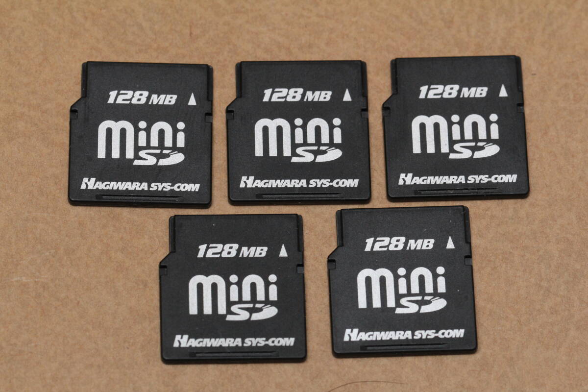128MB miniSDカード HAGIWARA SYS-COM　●5枚セット●_画像1