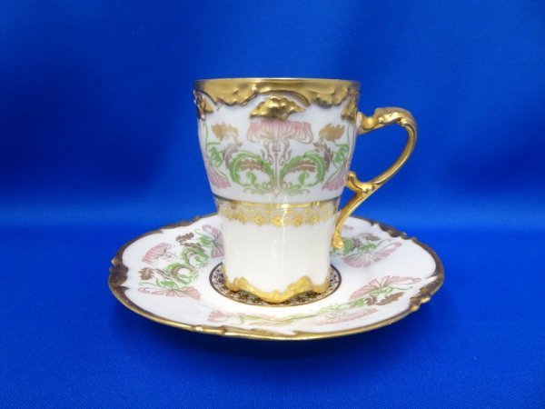 A02359*Limoges Limo -ju Jump -ya chocolate cup / carnation gold paint antique Old a-run-vo- Western-style tableware 