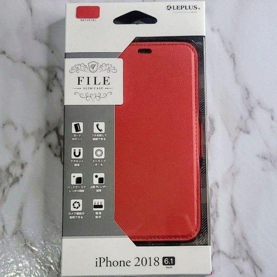 iPhone XR 用　薄型手帳型ケース「FILE」 レッド　新品