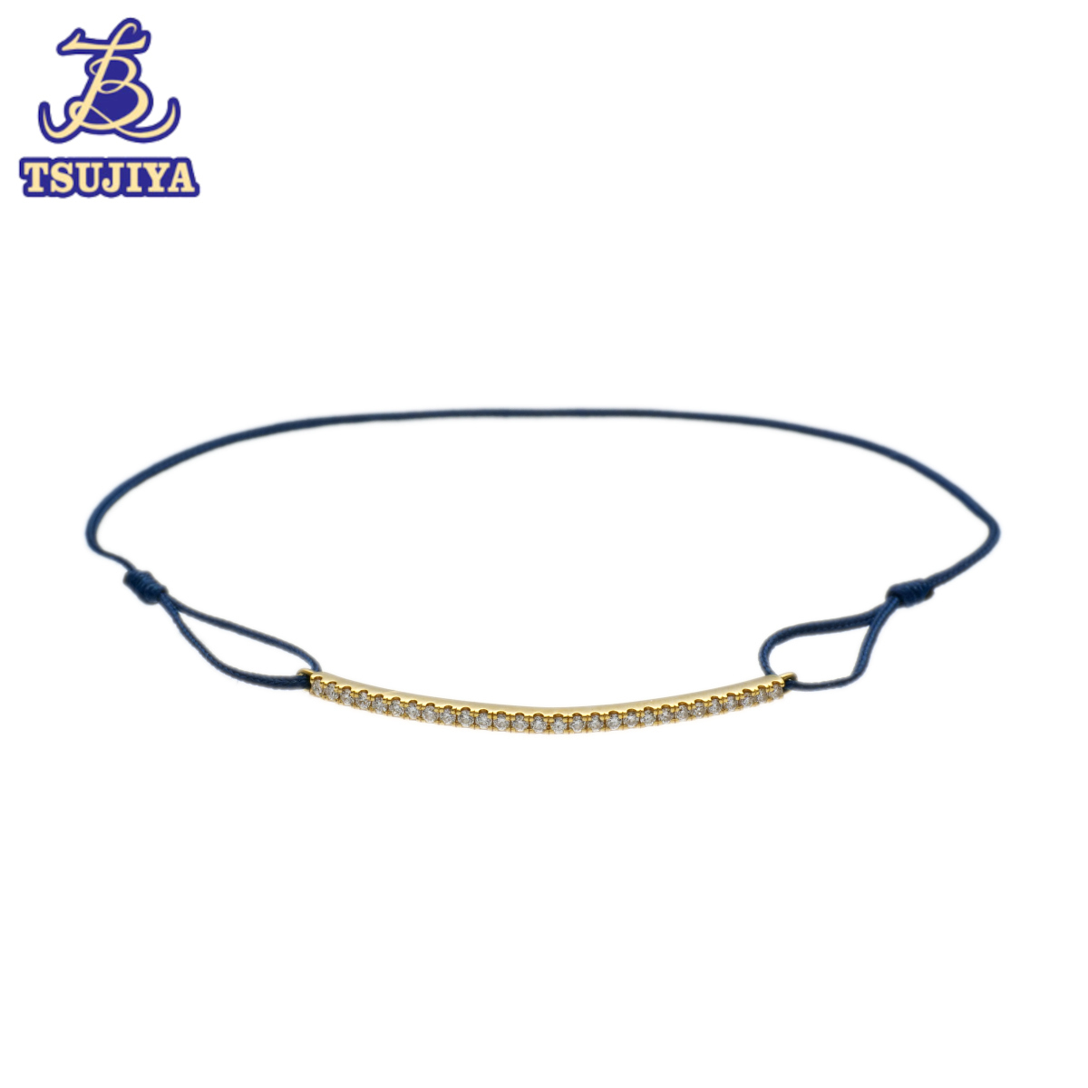 Ahkeh Archer Tina Bord Bracelet Navy K18/Diamond D0.23ct Бесплатный размер 1,1 г использован AB [Tsujiya Store J2105]