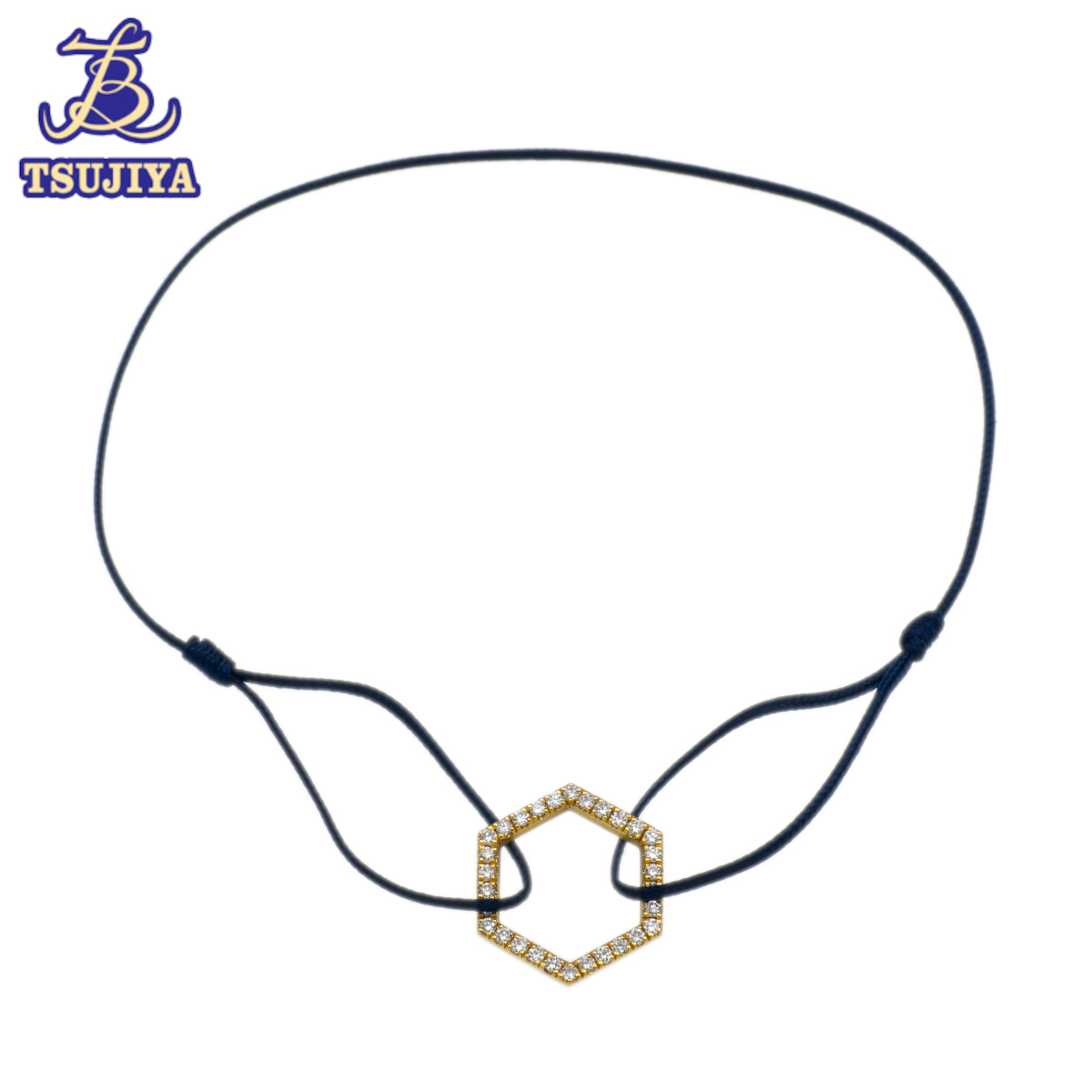 * almost beautiful goods * AHKEH Ahkah rumipave code bracele navy K18/ diamond free size 0.6g used A[. shop pawnshop J2106]