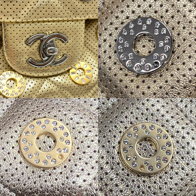 ★大幅値下★CHANEL シャネル パンチング マトラッセ ラインストーン付 ゴールド 白金具 チェーンショルダー 中古AB【辻屋質店B1955】_画像9