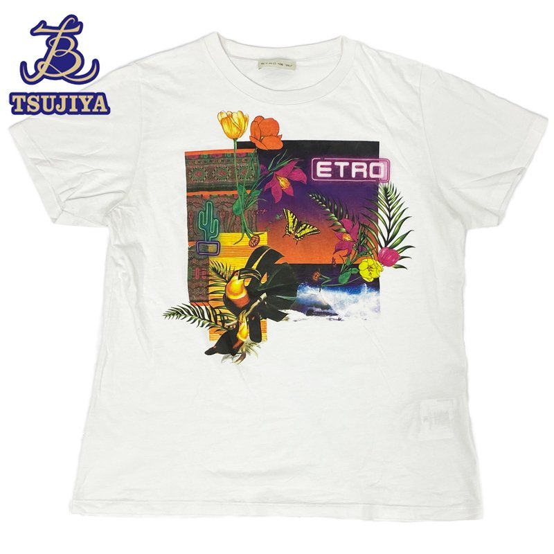 ★大幅値下げ★ETRO エトロ　プリントTシャツ　ホワイト　レディース　#46　中古AB【辻屋質店A2102】_画像1