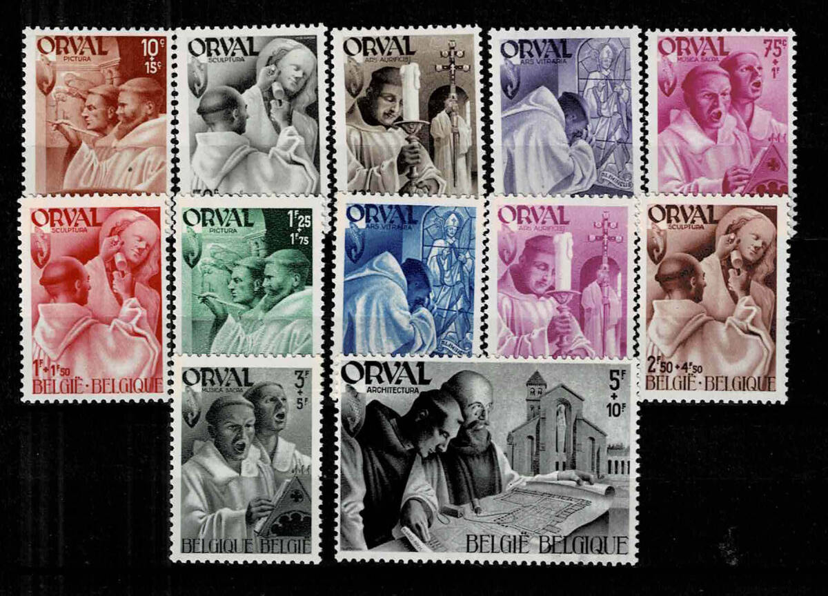 ベルギー 1941年 付加金付(オルヴァル修道院再建)切手１２種セット_画像1