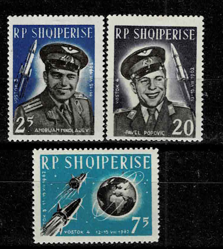 アルバニア 1963年 ボストーク3,4号宇宙飛行切手セット_画像1