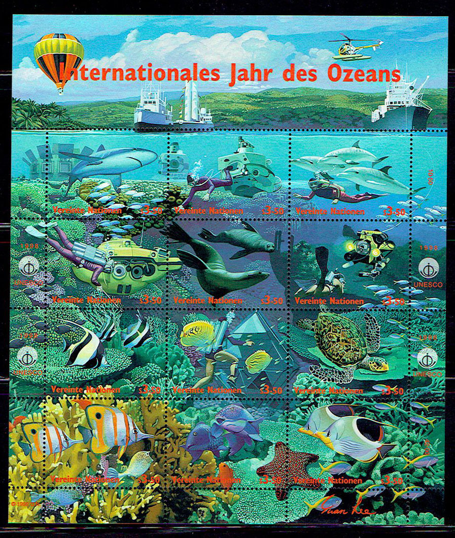 国連ウィーン 1998年 国際海洋年小型シートの画像1