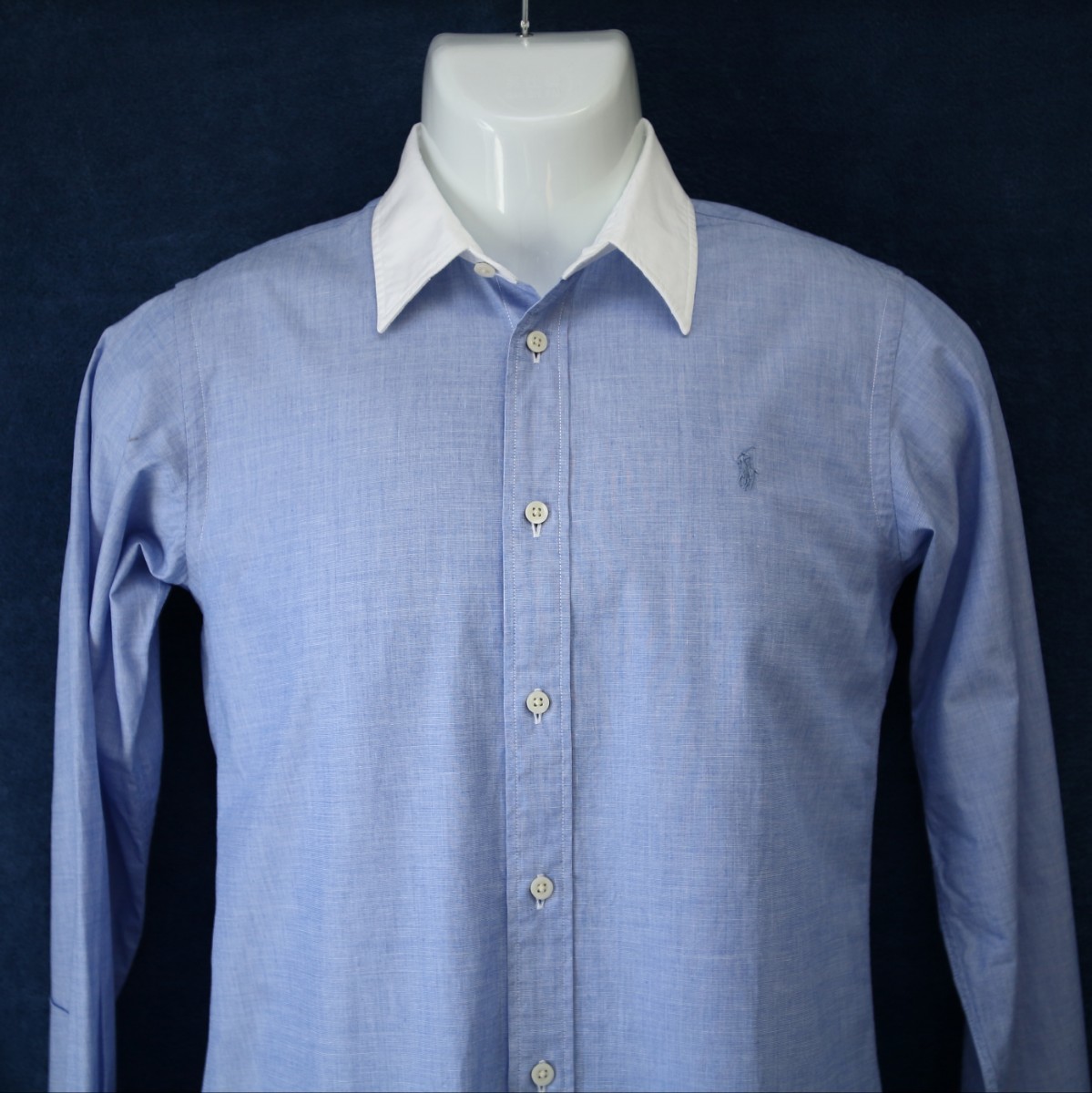 【美品】Polo by Ralph Lauren 薄手クレリックシャツ size170 メンズS～M レギュラーカラーの画像2