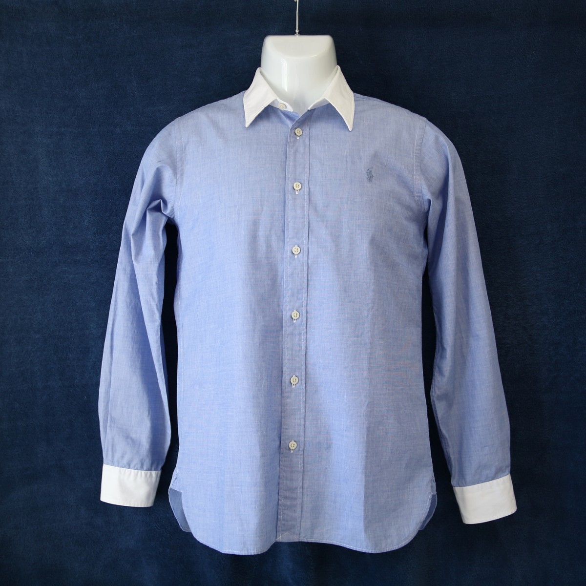 【美品】Polo by Ralph Lauren 薄手クレリックシャツ size170 メンズS～M レギュラーカラーの画像5