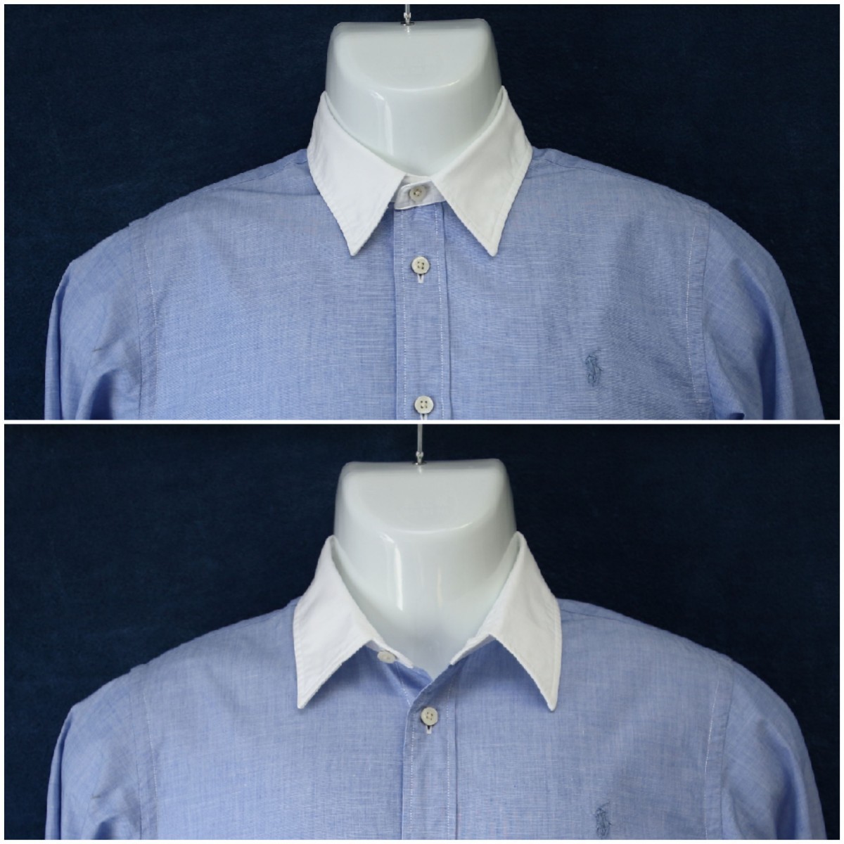 【美品】Polo by Ralph Lauren 薄手クレリックシャツ size170 メンズS～M レギュラーカラーの画像4